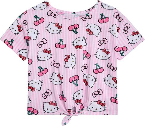 Hello Kitty Girls' T-Shirt - Short Sleeve Hello Kitty Graphic T Shirts for Girls (4-12), Size 8-10, Pink Hello Kitty Apples in Kuwait