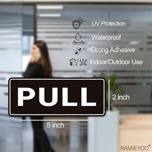 Push Pull Sticker Sign,6 Pack Push Pull Signs for Glass Doors and Other Side Doors,Pull Push Decal Self-Adhesive,Black/White Vinyl Stickers for Doors in Business, Stores, Cafes, Shops in Saudi Arabia