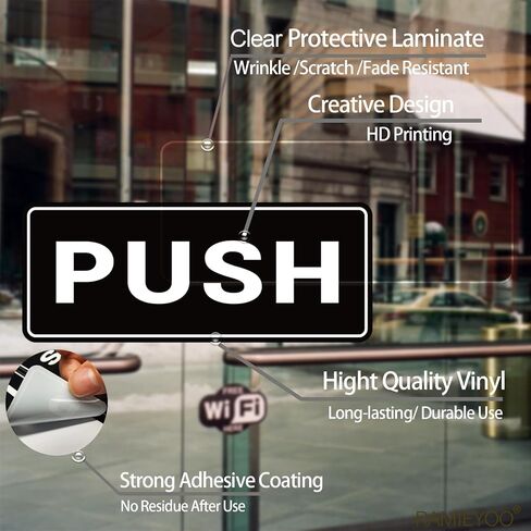 Push Pull Sticker Sign,6 Pack Push Pull Signs for Glass Doors and Other Side Doors,Pull Push Decal Self-Adhesive,Black/White Vinyl Stickers for Doors in Business, Stores, Cafes, Shops in Saudi Arabia