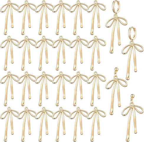 Ecally 48 PCS 18K Gold Plated Bowknot Charms Metal Bow Tie Diy Diy Diy Netlaces arclaces arnestone bowknot charms for Jewelry Making Diy Crafts Supplies for Women in Kuwait