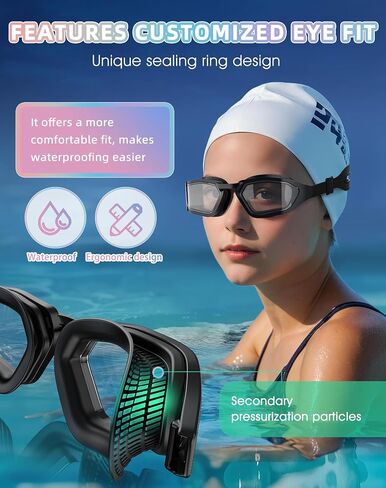 Greatever Sleek Swimming Goggles, UV400 Protection Swim Goggles,HD Wide View Goggles, Anti Fog No Leakage, Enhanced Comfort For Women Men Adults Teenagers in Saudi Arabia