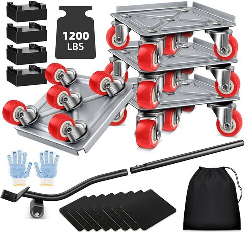 ناقلات الأثاث الثقيلة مع 5 عجلات الأثاث دوللي عجلة قابلة للتدوير لنقل الأثاث مجموعة أدوات المحرك لوحة الصلب الكربوني الثقيلة دوللي الحمولة القصوى 3475 رطل in Kuwait