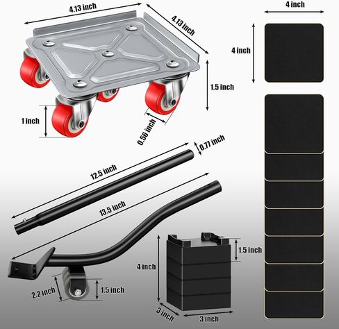 ناقلات الأثاث الثقيلة مع 5 عجلات الأثاث دوللي عجلة قابلة للتدوير لنقل الأثاث مجموعة أدوات المحرك لوحة الصلب الكربوني الثقيلة دوللي الحمولة القصوى 3475 رطل in Kuwait