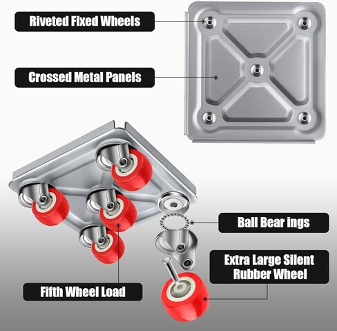 ناقلات الأثاث الثقيلة مع 5 عجلات الأثاث دوللي عجلة قابلة للتدوير لنقل الأثاث مجموعة أدوات المحرك لوحة الصلب الكربوني الثقيلة دوللي الحمولة القصوى 3475 رطل in Kuwait