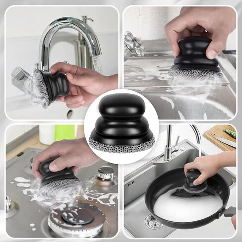 Onewly Cast Iron Scrubber and Scraper, Chain Mail Scrubber Cast Iron for Cleaning Dishes, Stock Pots, Pans, Griddles, Grills, Cast Iron Skillets, Dish Scouring Pads in Kuwait