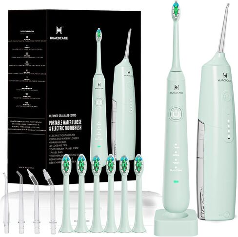 2-1 Oral Clean Kit- Water Dental flosser & Electric Toothbrush Combo- Brushing & Flossing- for Teeth Cleaning and Gum Health (Black) in Saudi Arabia