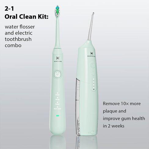 2-1 Oral Clean Kit- Water Dental flosser & Electric Toothbrush Combo- Brushing & Flossing- for Teeth Cleaning and Gum Health (Black) in Saudi Arabia