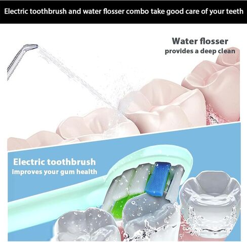 2-1 Oral Clean Kit- Water Dental flosser & Electric Toothbrush Combo- Brushing & Flossing- for Teeth Cleaning and Gum Health (Black) in Saudi Arabia