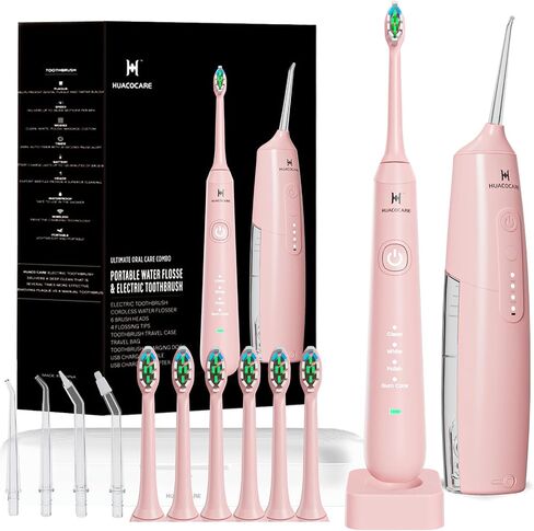 2-1 Oral Clean Kit- Water Dental flosser & Electric Toothbrush Combo- Brushing & Flossing- for Teeth Cleaning and Gum Health (Black) in Saudi Arabia