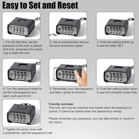 1 Pack disecu Heavy Duty 4 Digit Combination Lock, One Touch Unlocking, Anti-Error Feature, High Security Waterproof Large Outdoor Padlock for School Gym Locker, Fence, Gate, Storage Unit (Grey) in Saudi Arabia
