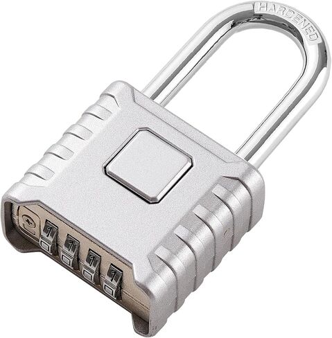 1 Pack disecu Heavy Duty 4 Digit Combination Lock, One Touch Unlocking, Anti-Error Feature, High Security Waterproof Large Outdoor Padlock for School Gym Locker, Fence, Gate, Storage Unit (Grey) in Saudi Arabia