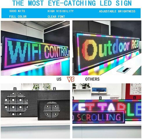 P10 علامات LED ملونة كاملة خارجية للتحكم في WIFI مع علامة LED للتمرير عالية السطوع قابلة للبرمجة للوحة أعمال المتجر (77 بوصة × 14 بوصة) in Saudi Arabia