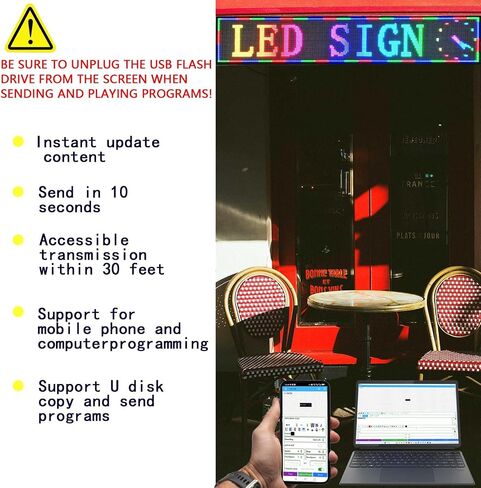 P10 علامات LED ملونة كاملة خارجية للتحكم في WIFI مع علامة LED للتمرير عالية السطوع قابلة للبرمجة للوحة أعمال المتجر (77 بوصة × 14 بوصة) in Saudi Arabia