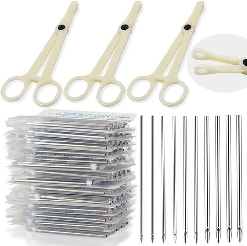 Piercing Clamps 25Pcs Piercing Forceps Septum Forceps Clamps Rounded Slotted Disposable Piercing Clamps for Ear Nose Lip Navel Tongue Septum Belly Piercing Kit Piercing Tools in Saudi Arabia