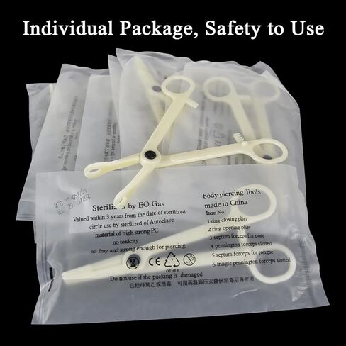 Piercing Clamps 25Pcs Piercing Forceps Septum Forceps Clamps Rounded Slotted Disposable Piercing Clamps for Ear Nose Lip Navel Tongue Septum Belly Piercing Kit Piercing Tools in Saudi Arabia