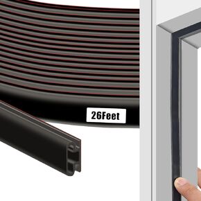 40 ft Rubber rain Strip Door Seal, Door Rubber Seal, Self-Adhesive Backing D-Shaped Door, Door Frame Insulation rain Strip Large Gap, Easy to Cut Size (White)