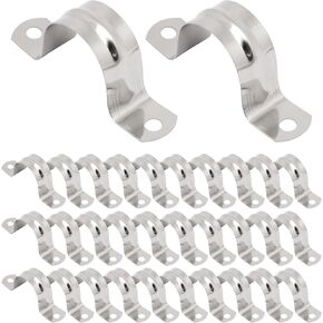 M8 (5/16 Inch) Conduit Clamp 50 Pcs, Stainless Steel 2 Hole Strap U Bracket Rigid Pipe Strap Clamp Fit for 5/16 Inch Pipes OD, U Tube Strap Clamp for Pipe Fixing on Various Surfaces in Kuwait