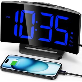 GOLOZA Digital Alarm Clocks for Bedroom, Green Digital Clock with 6 Colors RGB Display, 5-Level Brightness + Off, 2 Volumes, 3 Alarm Tones, Snooze, Power-Off Memory, 12/24h, Alarm Clock for Kids Teens