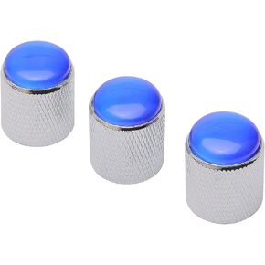 3PCS Sliver Guitar Control Knobs Volume Tone Control Knobs with Red Glass Dome for 6mm Shaft Pots