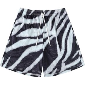 Faktuzi Mesh Cow Graphic Print Shorts Mens Basketball Athletic Shorts Casual Workout Shorts Summer Beach Shorts with Pockets