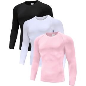 Men's (Pack of 3) Cool Dry Compression Long Sleeve Sports Baselayer T-Shirts Tops in Kuwait