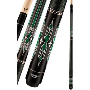 Valhalla VA466 Pool Cue | Green & White HD Graphic Points, Linen Wrap