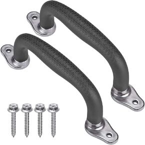 مقابض أمان ملعب سوداء من SELEWARE، مقابض غير قابلة للانزلاق لملعب الأطفال، مقابض لعب داخلية وخارجية متينة للمسرح، بيت الشجرة، إطار التسلق، صالة الألعاب الرياضية في الغابة، مجموعة أرجوحة، 4 عبوات