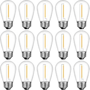 S14 LED Bulbs for Outdoor String Lights, 36 Pack Shatterproof Replacement Edison Bulbs for Patio String Lights Outdoor Waterproof, Warm White 2200K, Dimmable, E26 Standard Base