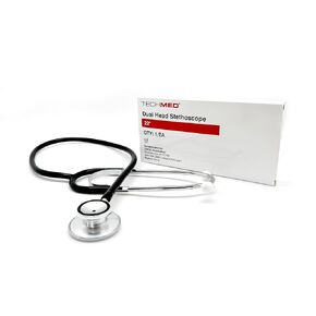 DUKAL 1200 Tech-Med Dual Head Stethoscope, 22" Tubing, Black