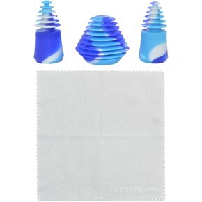 3PCS Cleaning Plugs and 1PCS Suede Cleaning Cloth Set - Flexible Silicone Cleaning Stoppers for Glassware and Bottles with Scratch-Free Suede Cloth for Bottle and Glass Cleaning (Pink White)