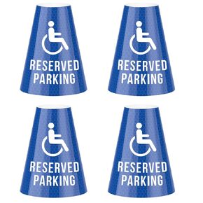 BATTIFE 8 Pack " Reserved Parking " Bright Reflective Collars, Cone Message Sleeves for Traffic Safety Cones, 360° High Visible Signs for Driveway Road Outdoor Use