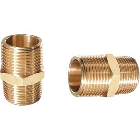 2PCS Hex Brass Nipple 3/8"NPT Male X 3/8" NPT Male Pipe Fitting 3/8 inch Brass Pipe Nipples Male Pipe Adapter Fittings Heavy Equal Brass Nipples Connectors (Male 3/8) in Kuwait
