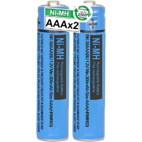 4Pack BK-30AAABU Ni-MH AAA Rechargeable Batteries 300mah AAA Ni-MH Rechargeable Batteries 1.2V for Panasonic Cordless Phones, Remote Controls, Electronics