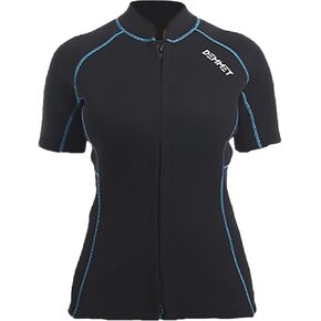 Wetsuit Top Short Sleeve 1.5mm-3mm Neoprene Short Wetsuit Jacket Men Women High Stretch Wetsuit Couple's Front Zip Wetsuit Swim Dive Snorkeling Surf Kayak Canoe