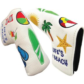 Blade Putter Cover, PU Leather with Embroidered Designs and Magnetic Closure