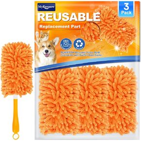 5 Pack Reusable Duster Refill for Swiffer Hand Duster, 360 Degree Duster Refills for Cleaning, Ceiling Fan, Orange (Handle is Not Included)