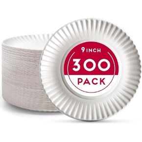 9-Inch Disposable Paper Plates - 500 Count - Bulk Pack of Uncoated Paper Plates for Everyday Use - Dinnerware for Meals, Parties And Picnics