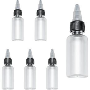 6Pcs 2oz(60ML) Plastic Bottles with Squeeze Top Cap,Clear Dispensing Bottles,Small Clear Squeeze Bottle Round Bottles for Kitchen Household