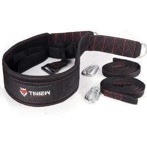 Sled Pulling Belt with Adjustable Closure, 2 Sled Pulling Straps & 4 Hooks – Ideal for Resistance Training, Strength, Agility, and Multi-Directional Pulling (Back, Front, Sides)