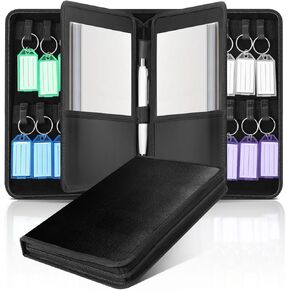 Portable Key Organizer,Zippered Key Storage Case with 54 Key Hooks and Tags for Estate Sales,Hotels,Landlord,Car Rental,Upgraded Interlayer and Handle,Waterproof and Fireproof,Black