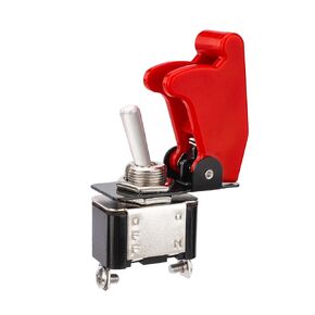 Baomain 3PCS Safety Cover Toggle Switch Guard ON Off Red Aircraft Covered 20A 12V Toggle Rocker Switch 12 Volt DC Heavy Duty 2 Pin SPST for Car Truck Automotive