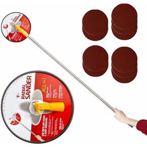 Drywall Pole Sander, Radial Sander 9 IN, Pole Sander for Drywall With Extension Pole, Manual Hand Drywall Sander for Painting Prep, 360° Rotary Sanding Head for Dry Wall and Ceilings +10Pcs Sandpapers