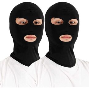 3 Hole Black Balaclava Face Mask Men Ski Mask for Women Summer Full Head Mask Shiesty Mask Sun UV Protection Football Motorcycle Helmet 2 Pack
