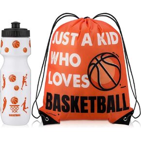 Talltalk 12 Pcs Basketball Party Favors Basketball Bag and Water Bottle Set Basketball Drawstring Bag Gift Goodie Treat Bags 24 oz Basketball Water Bottle Cup Basketball Party Supplies Gift