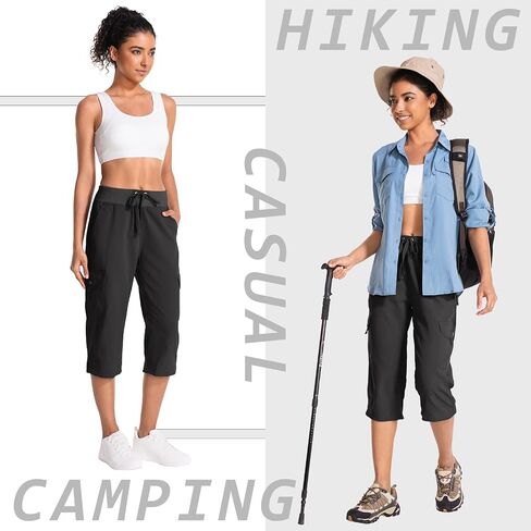 Women's Cargo Capris Hiking Pants with 6 Pockets Lightweight Quick Dry Outdoor Travel Casual Cotton Comfy Summer Pants in Saudi Arabia