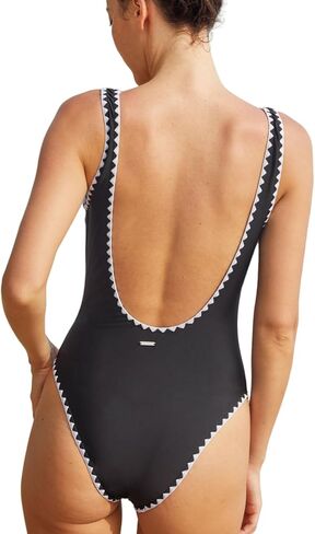 BERLOOK Women's Lurex One Piece Swimsuit Square Neck Tummy Control Backless Bathing Suits in Saudi Arabia
