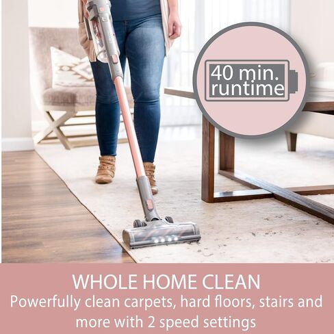Kenmore DS4020 Cordless Stick فراغ خفيفة الوزن منظف بطاقة 2 سرعتين LED المصباح الأمامي 2 في 1 يدويًا للأرضية الصلبة ، والسجاد والكلب ، الأخضر in Kuwait