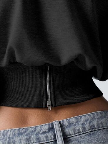 Verdusa Women's One Shoulder Long Sleeve Crop Sweatshirt Top Casual Pullovers in Kuwait