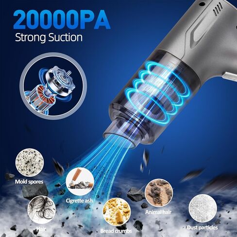 Handheld Car Vacuum Cleaner Cordless, High-Power Brushless 20000PA Mini Hand Held Vacuum Cleaner with 8 Multi-Functional Nozzle & 2 Replaceable Filters, Portable Vacuum Cleaner for Car Office Pet Hair in Saudi Arabia