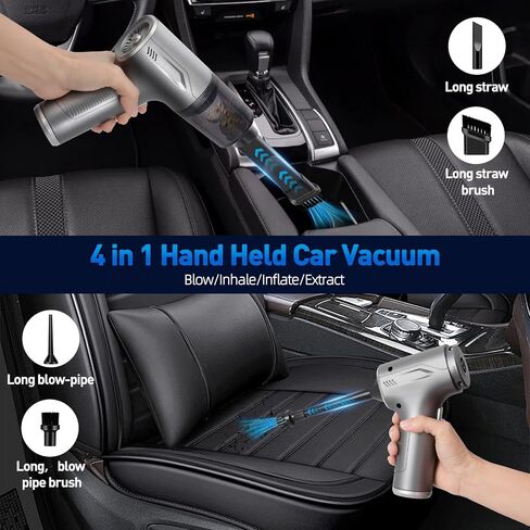 Handheld Car Vacuum Cleaner Cordless, High-Power Brushless 20000PA Mini Hand Held Vacuum Cleaner with 8 Multi-Functional Nozzle & 2 Replaceable Filters, Portable Vacuum Cleaner for Car Office Pet Hair in Saudi Arabia